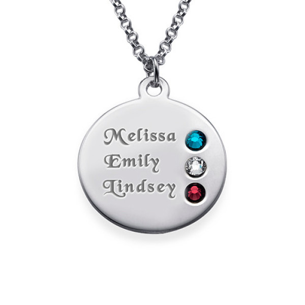 Silver Birthstone Necklace for Mum Inscriptions (1-3) - Handmade By AOL Special