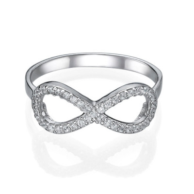 Silver Cubic Zirconia Encrusted Infinity Ring - Handmade By AOL Special