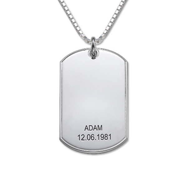 Silver Script Font Dog Tag Necklace - Handmade By AOL Special