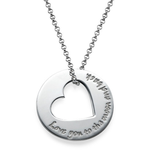 Silver Engraved Necklace with Heart Cut Out - Handmade By AOL Special