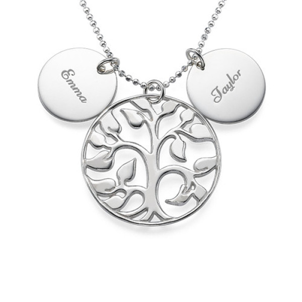 Engraved Disc Cut Out Family Tree Necklace - Handmade By AOL Special