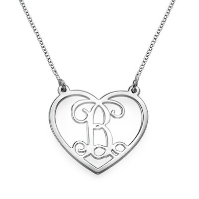 Silver Heart Initials Necklace - Handmade By AOL Special