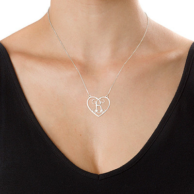 Silver Heart Initials Necklace - Handmade By AOL Special