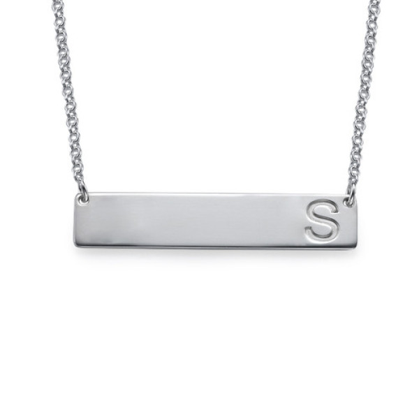 Silver Horizontal Initial Bar Necklace - Handmade By AOL Special