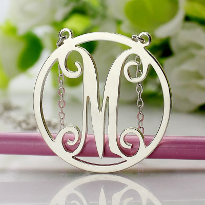 Sterling Silver Small Single Circle Monogram Letter Necklace - Handmade By AOL Special