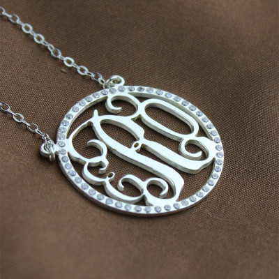 Birthstone Circle Monogram Necklace Sterling Silver - Handmade By AOL Special