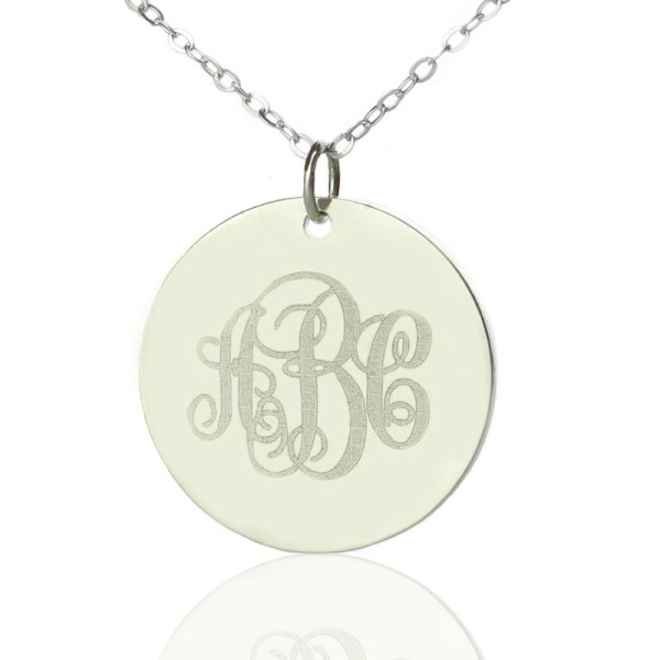 Engraved Disc Monogram Necklace Sterling Silver - Handmade By AOL Special