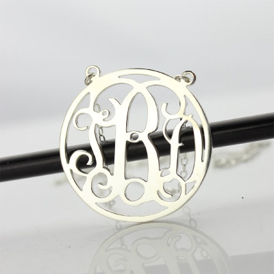 Sterling Silver Block Monogram Pendant Necklace - Handmade By AOL Special