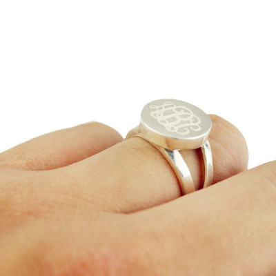Sterling Silver Circle Monogram Signet Ring - Handmade By AOL Special