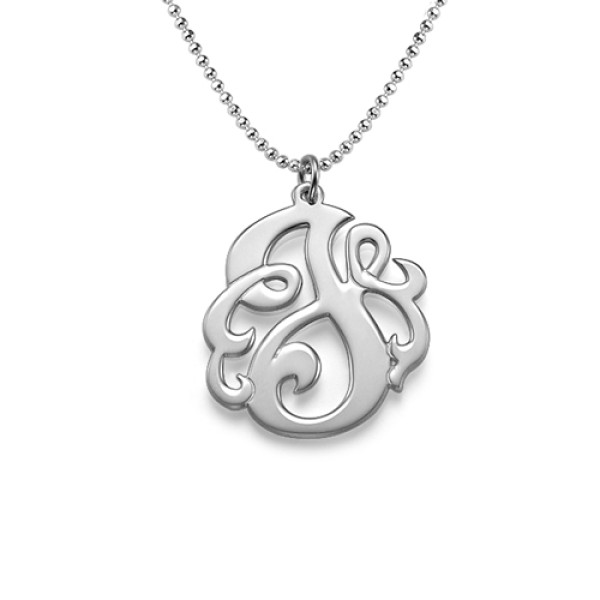 Silver Swirly Initial Necklace - Handmade By AOL Special