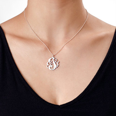Silver Swirly Initial Necklace - Handmade By AOL Special