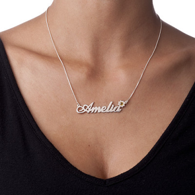 Silver and Swarovski Crystal Flower Name Necklace - Handmade By AOL Special