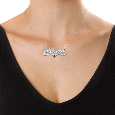 Silver and Swarovski Middle Heart Name Necklace - Handmade By AOL Special