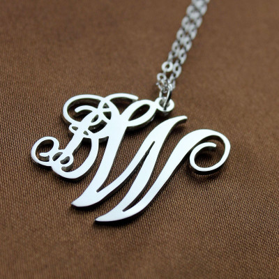 Personalized 2 Initial Monogram Necklace Sterling Silver - Handmade By AOL Special