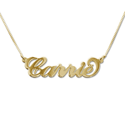 Small 18ct Gold-Plated Silver Carrie Name Necklace - Handmade By AOL Special