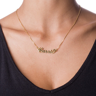 Small 18ct Gold-Plated Silver Carrie Name Necklace - Handmade By AOL Special