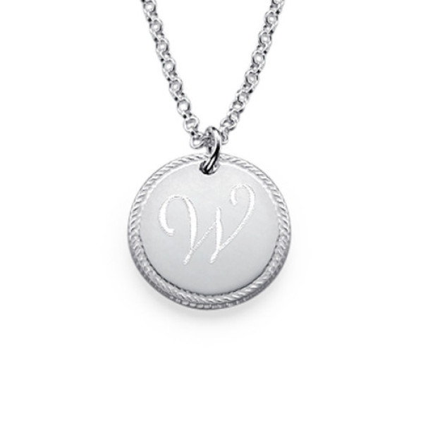 Sterling Silver Circle Initial Necklace - Handmade By AOL Special