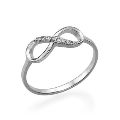 Sterling Silver Cubic Zirconia Infinity Ring - Handmade By AOL Special
