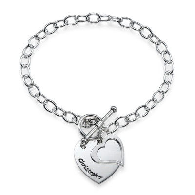 Sterling Silver Double Heart Charm Bracelet/Anklet - Handmade By AOL Special