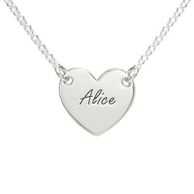 Sterling Silver Engraved Heart Necklace - Handmade By AOL Special