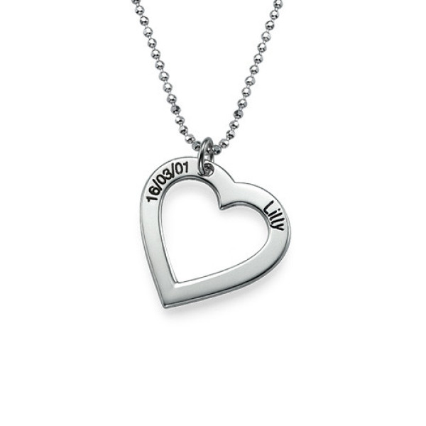 Sterling Silver Engraved Heart Necklace-One Pendant/Two Pendants/More Pendants - Handmade By AOL Special