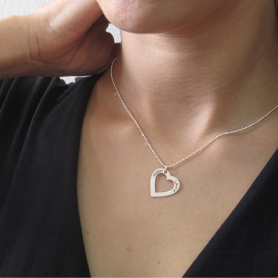 Sterling Silver Engraved Heart Necklace-One Pendant/Two Pendants/More Pendants - Handmade By AOL Special