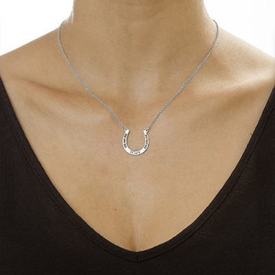 Sterling Silver Engraved Horseshoe Necklace - Handmade By AOL Special