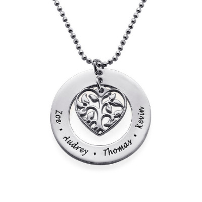 Gifts for Mum - Heart Family Tree Necklace - Handmade By AOL Special