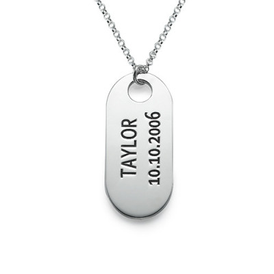Sterling Silver ID Tag Necklace - Handmade By AOL Special