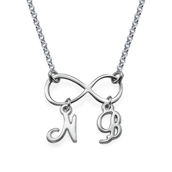 Sterling Silver Infinity Necklace with Initials - Handmade By AOL Special