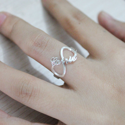 Personalized Infinity Nameplate Ring Sterling Silver - Handmade By AOL Special