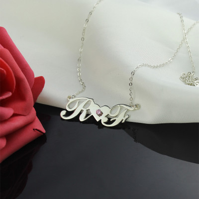 Sterling Silver Double initials Necklace - Handmade By AOL Special