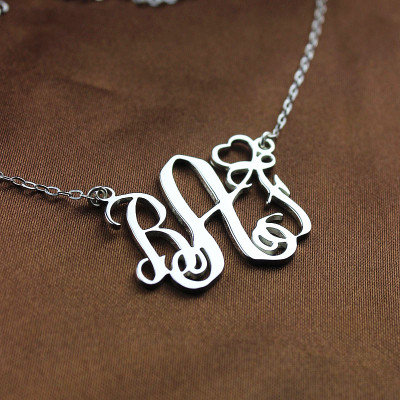 Personalized Initial Monogram Necklace With Heart Srerling Silver - Handmade By AOL Special