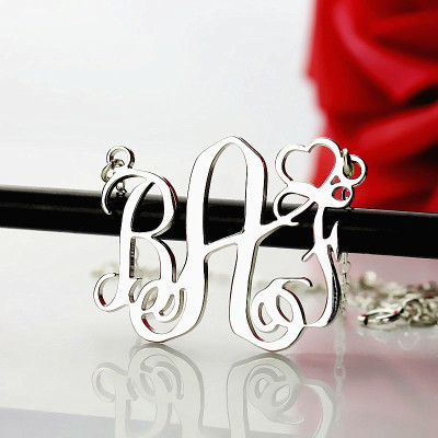 Personalized Initial Monogram Necklace With Heart Srerling Silver - Handmade By AOL Special