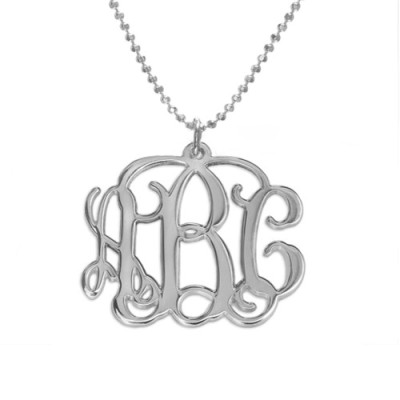 Sterling Silver Initials Monogram Necklace - Handmade By AOL Special