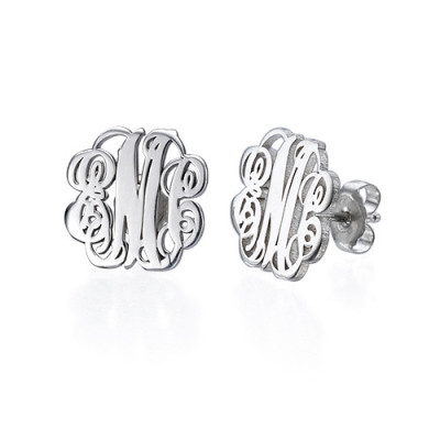 Sterling Silver Monogram Stud Earrings - Handmade By AOL Special
