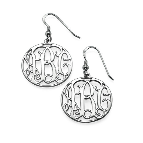 Sterling Silver Monogrammed Earrings - Handmade By AOL Special