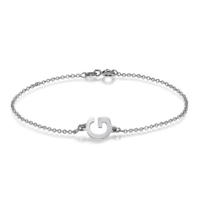 Sterling Silver Sideways Initial Bracelet/Anklet - Handmade By AOL Special
