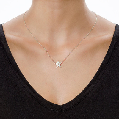 Sterling Silver Star Initial Necklace - Handmade By AOL Special