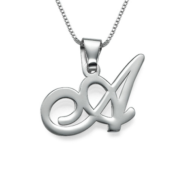 Sterling Silver Initials Pendant With Any Letter - Handmade By AOL Special