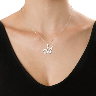 Sterling Silver Initials Pendant With Any Letter - Handmade By AOL Special