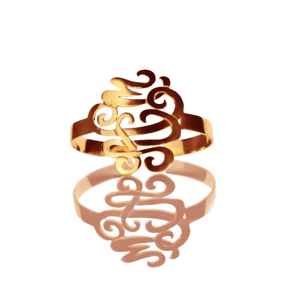 Monogram Cuff Bracelet Bangle Hand Writing Rose Gold - Handmade By AOL Special