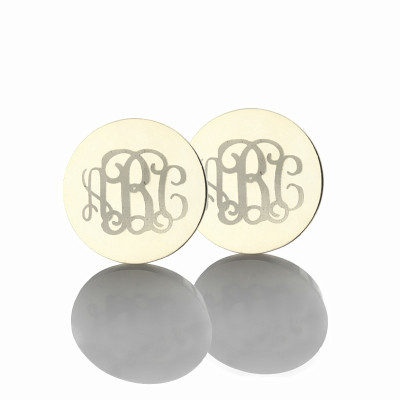 Circle Monogram 3 Initial Earrings Name Earrings Solid 18ct White Gold - Handmade By AOL Special
