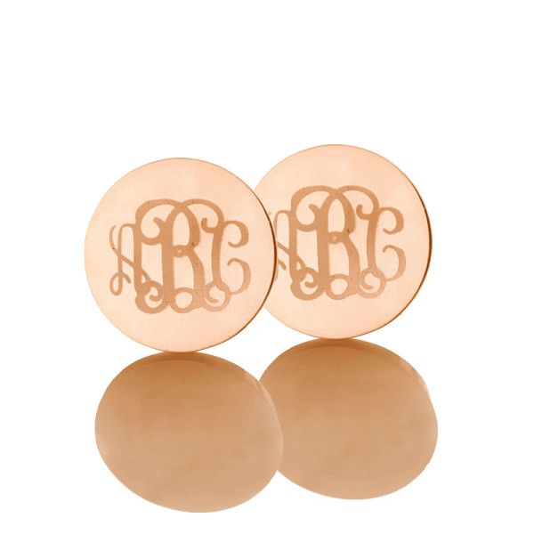 Circle Monogram 3 Initial Earrings Name Earrings Solid 18ct Rose Gold - Handmade By AOL Special
