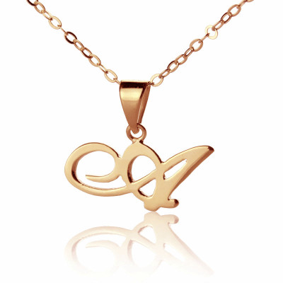 Personalized Madonna Style Initial Necklace 18ct Solid Rose Gold - Handmade By AOL Special