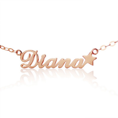 18ct Rose Gold Plated Carrie Style Name Necklace With Star - Handmade By AOL Special
