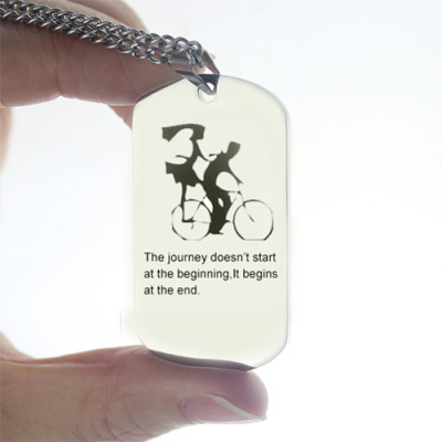 Couple Bicycle Dog Tag Name Necklace - Handmade By AOL Special