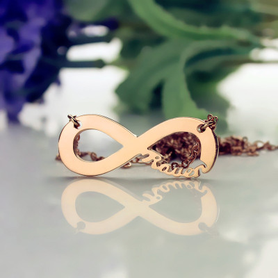 Solid Rose Gold 18ct Infinity Name Necklace - Handmade By AOL Special