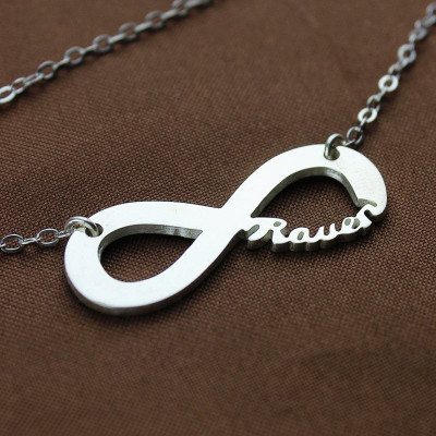 Solid White Gold 18ct Infinity Name Necklace - Handmade By AOL Special
