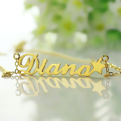 18ct Gold Plated Carrie Style Name Necklace With Star - Handmade By AOL Special